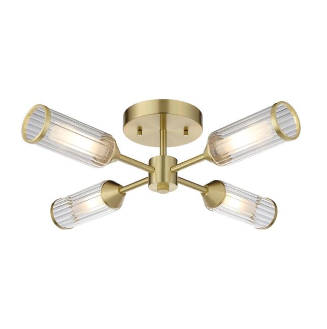 Ribbed Satin Brass Flush Light