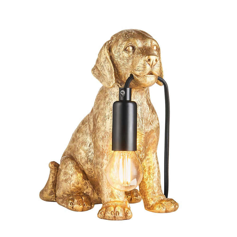 Labrador Puppy Gold Table Lamp