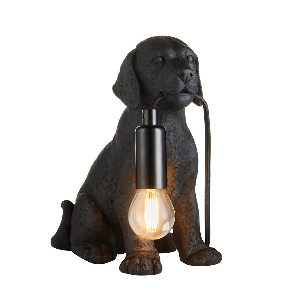 Labrador Puppy Black Table Lamp