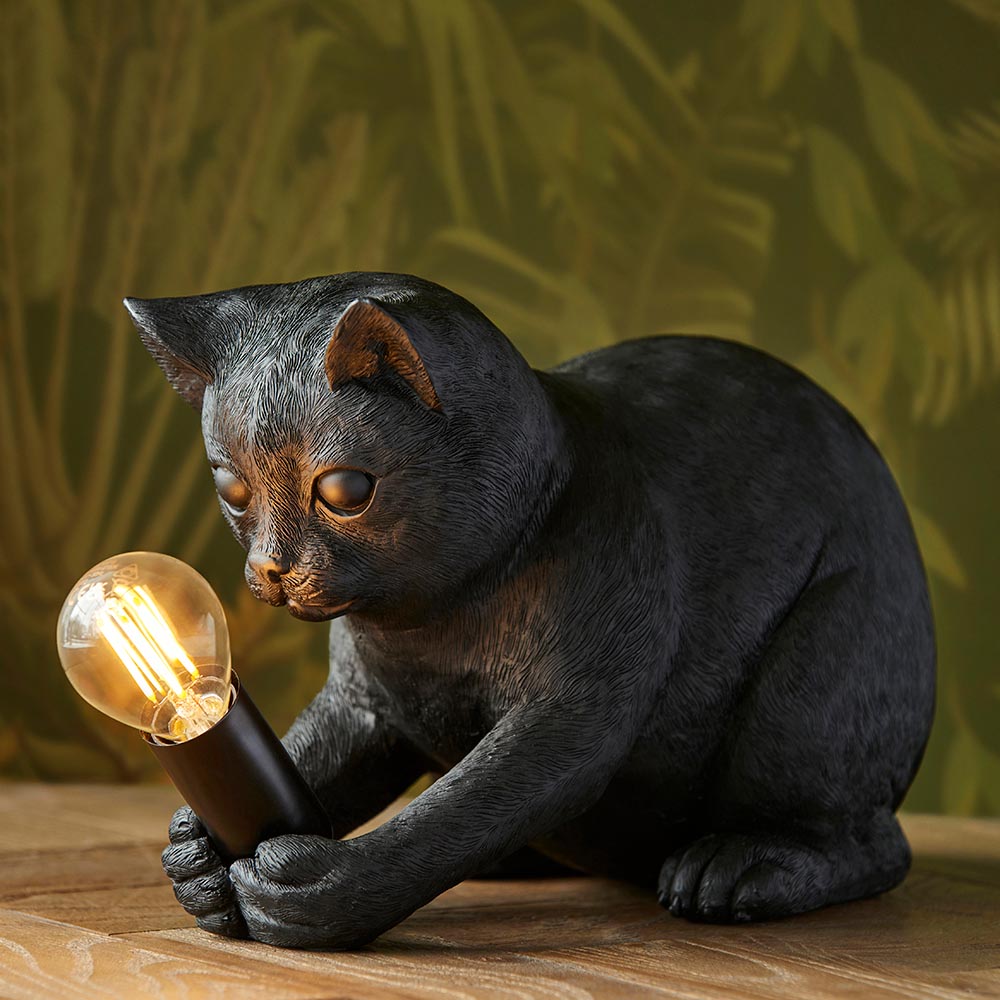 Kitten Table Lamp Black