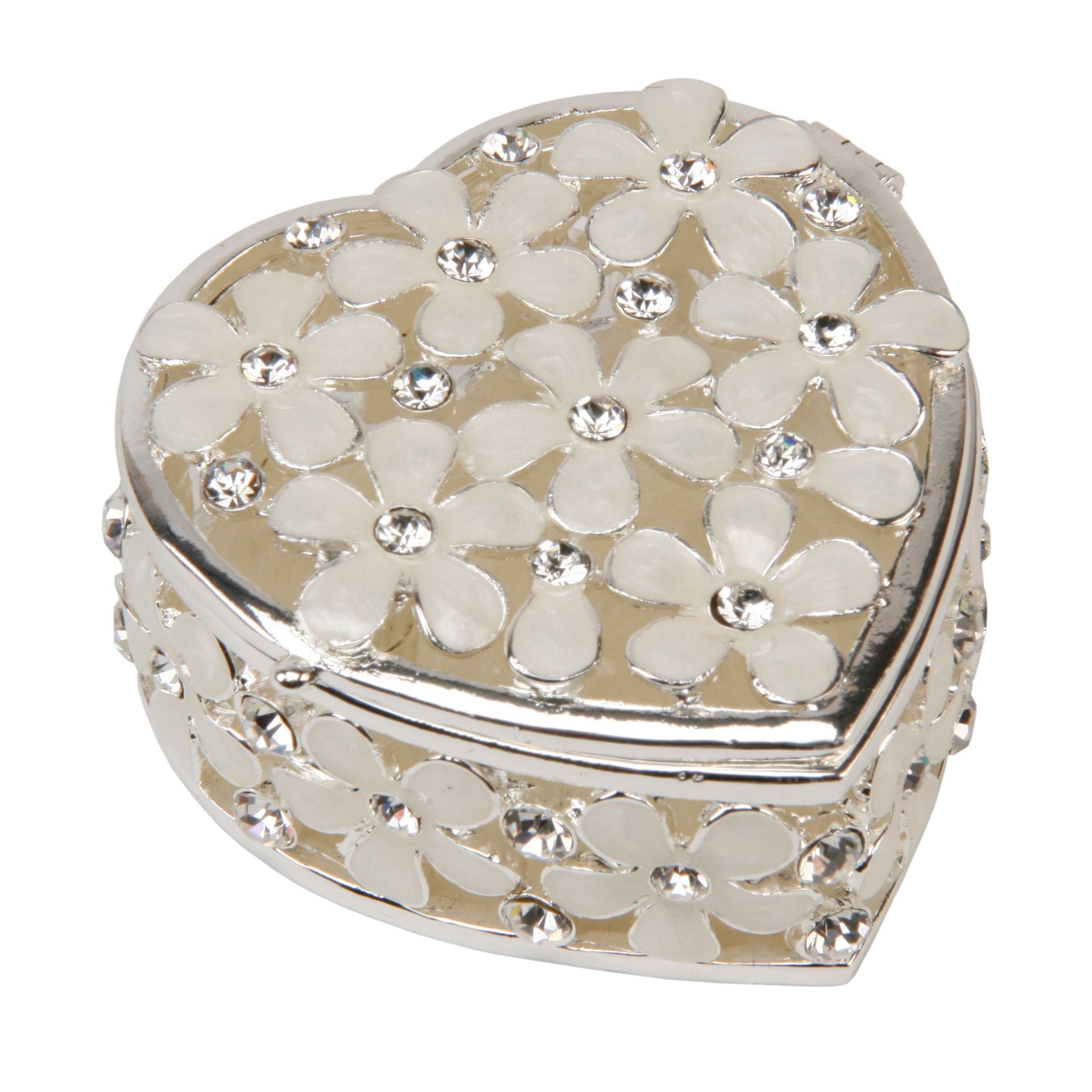Silver-Plated Heart-Shaped Jewellery Box