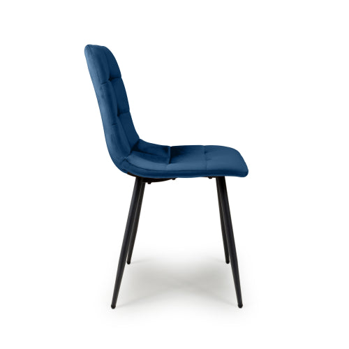 Brushed Velvet Blue Dining Chair - Pair