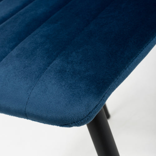 Seville Brushed Velvet Blue Dining Chair - Pair