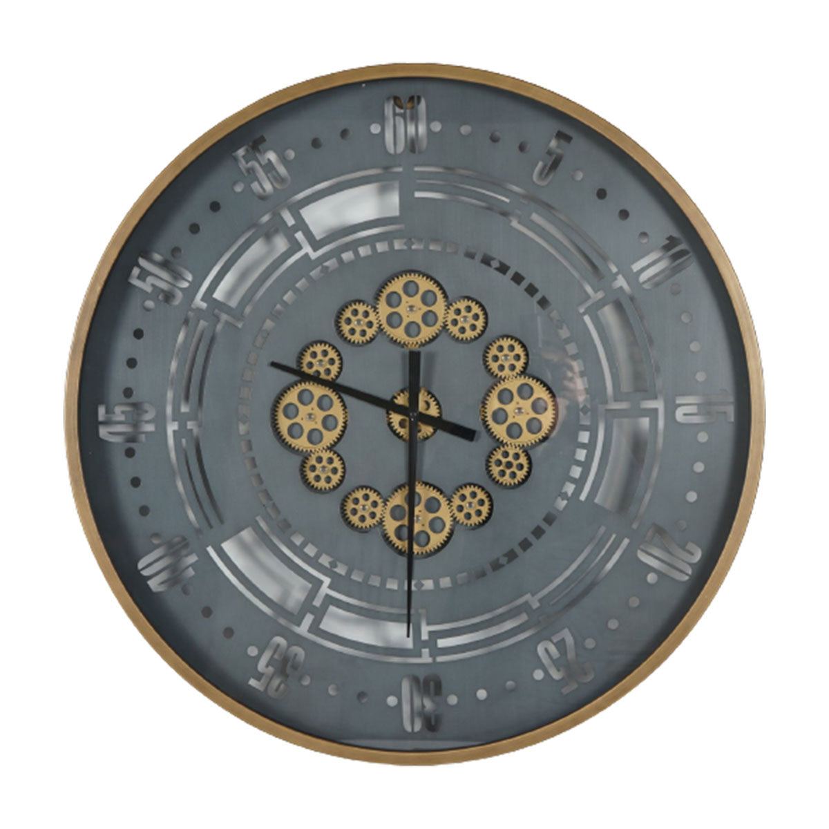 Manchester Industrial Round Gold and Grey Wall Clock 75cm