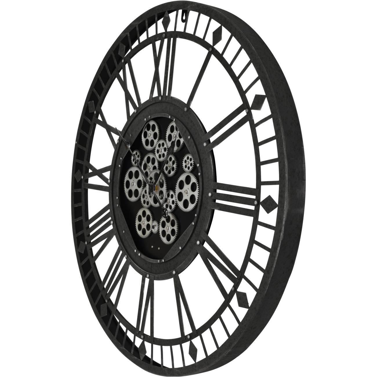 Grey Moving Cog  Clock 90cm