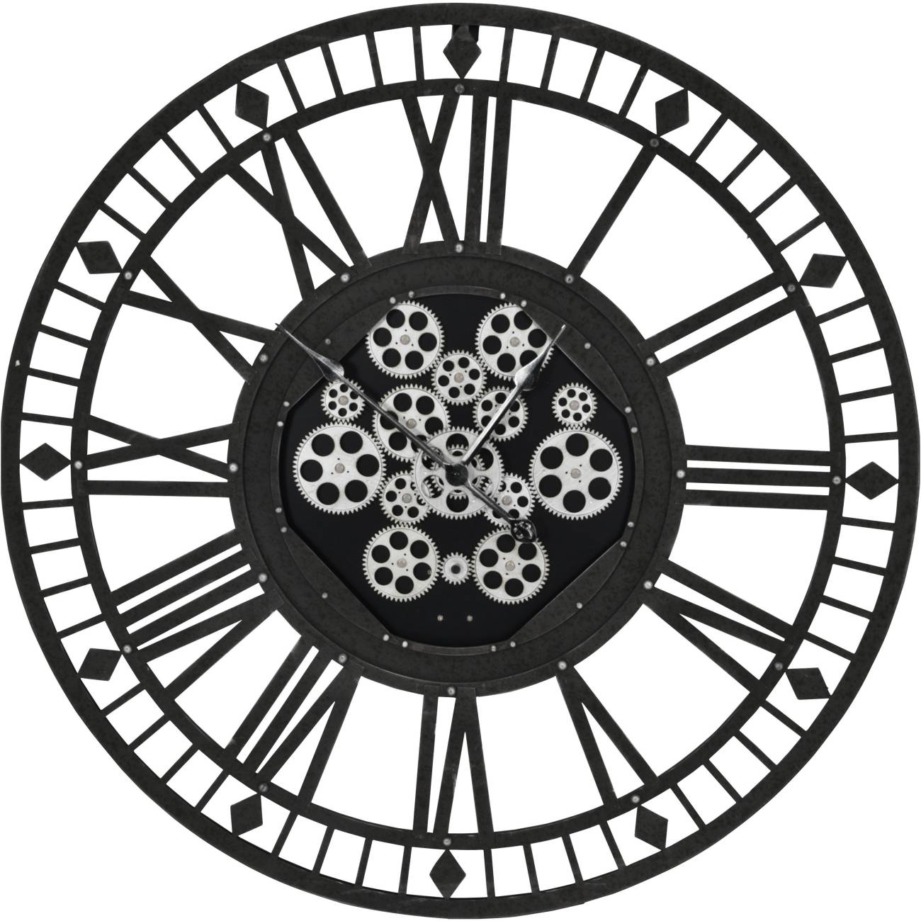 Grey Moving Cog  Clock 90cm