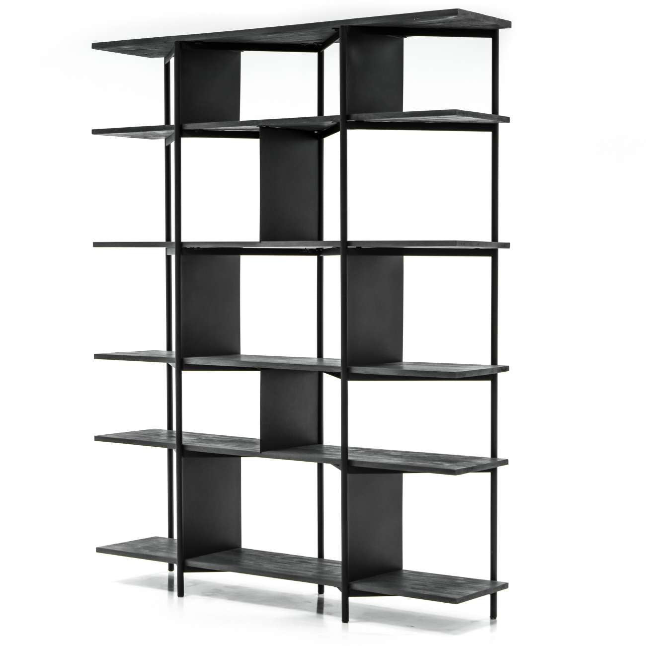 Bronks Black Acacia Bookcase Shelving Unit