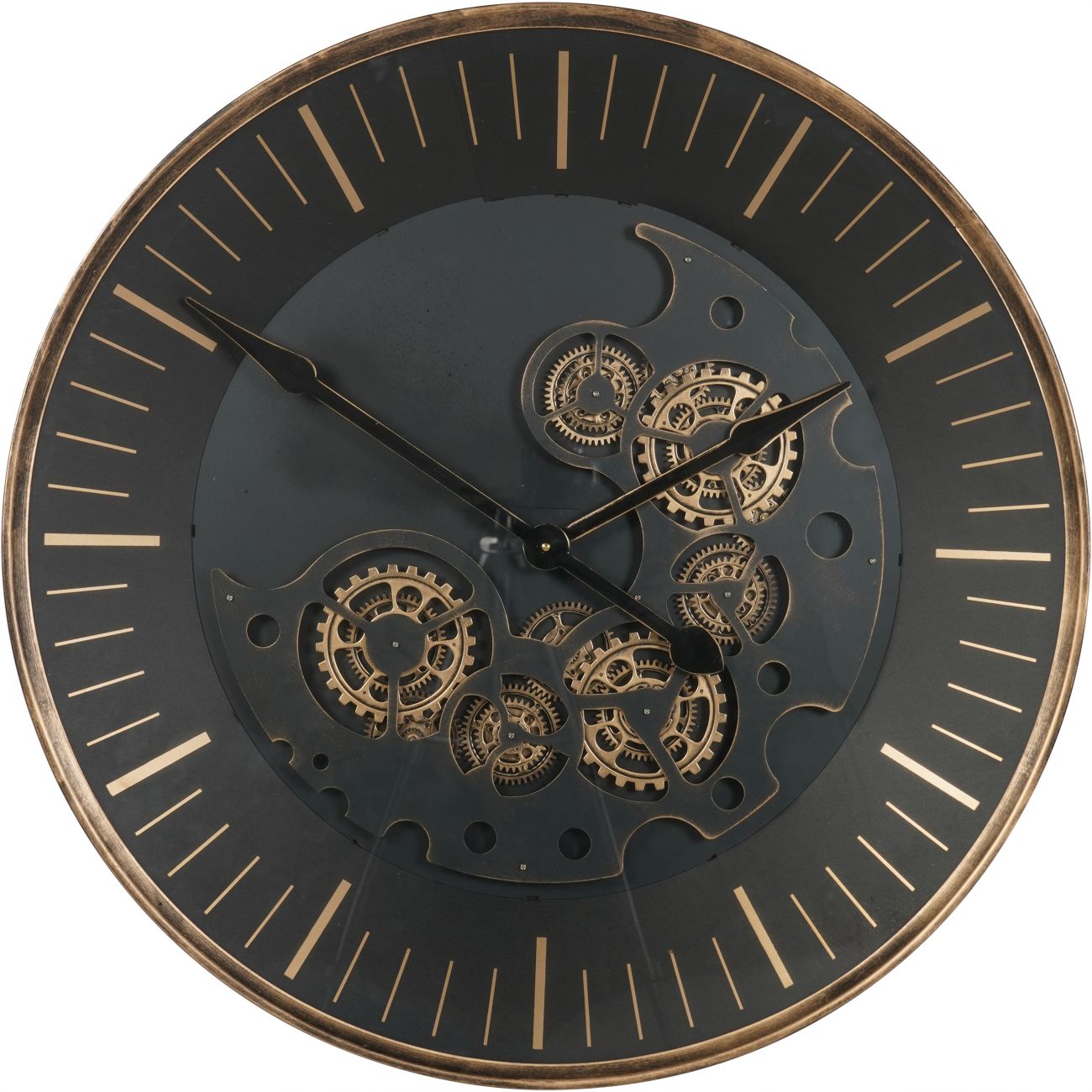 Black & Gold Wall Clock with moving Dials 80cm