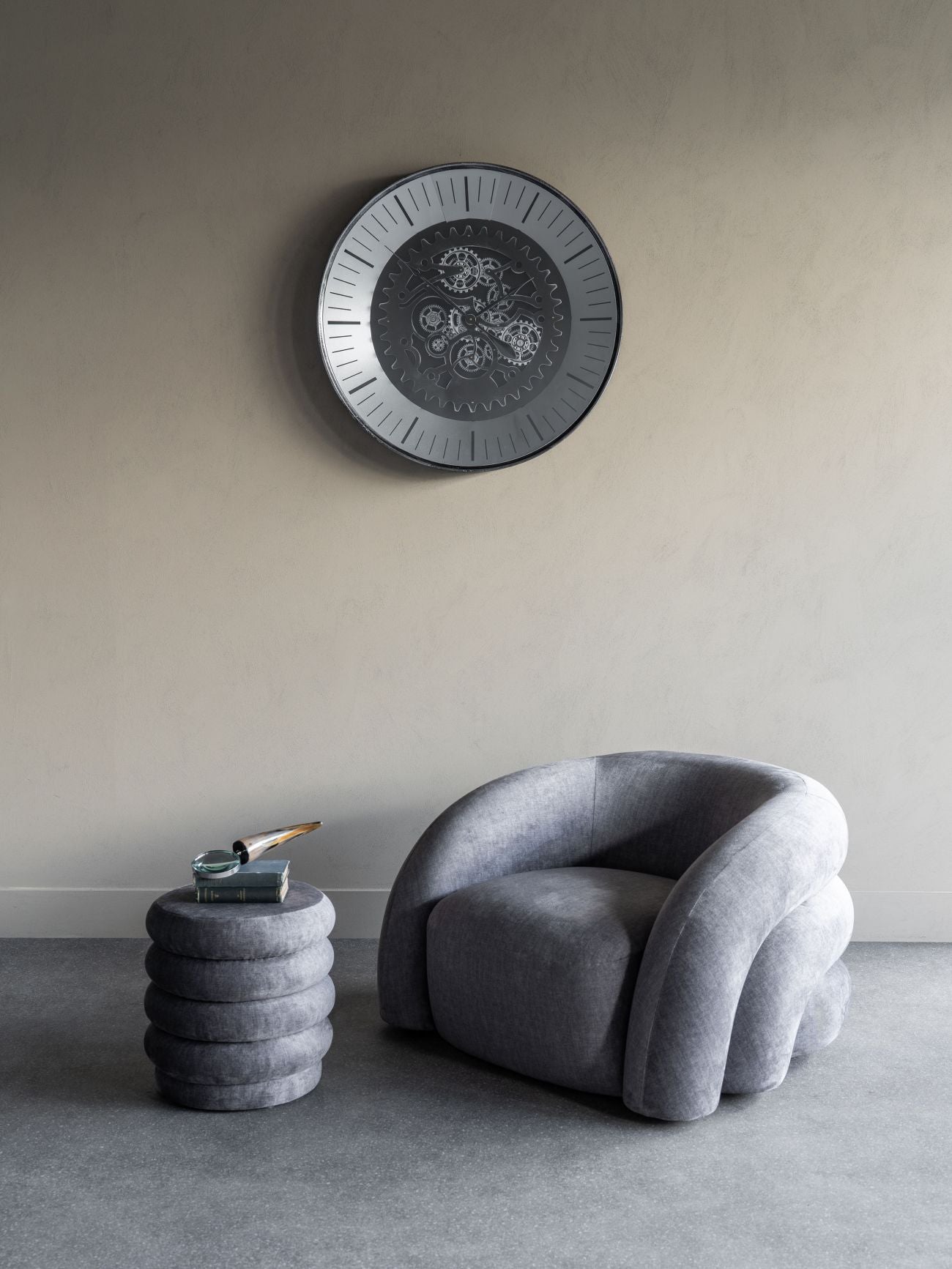 Black Nickel Wall Clock with moving Dials 80cm