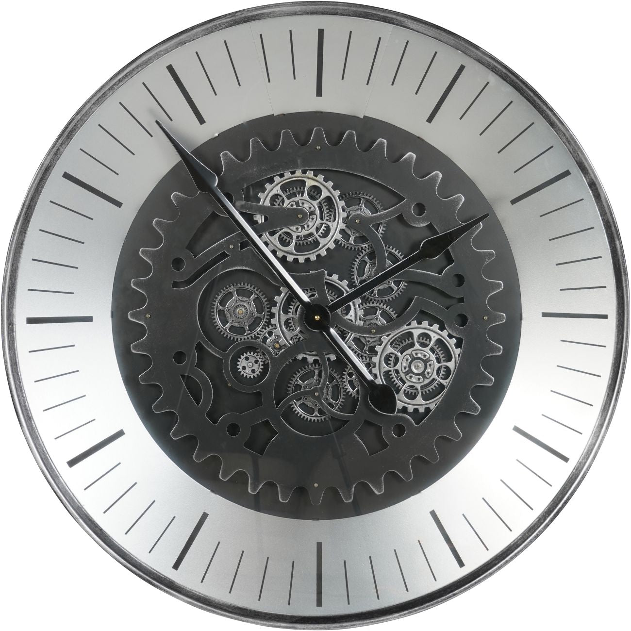 Black Nickel Wall Clock with moving Dials 80cm