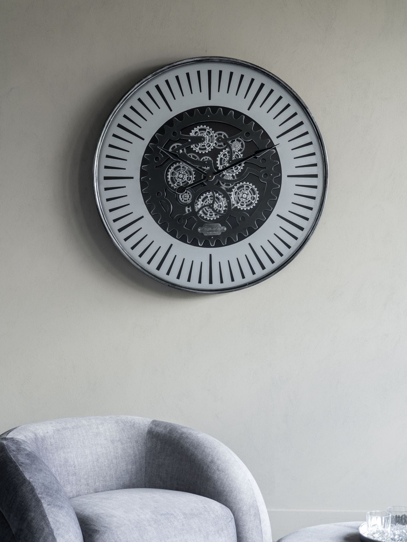 Black Nickel Wall Clock with moving Dials  100cm