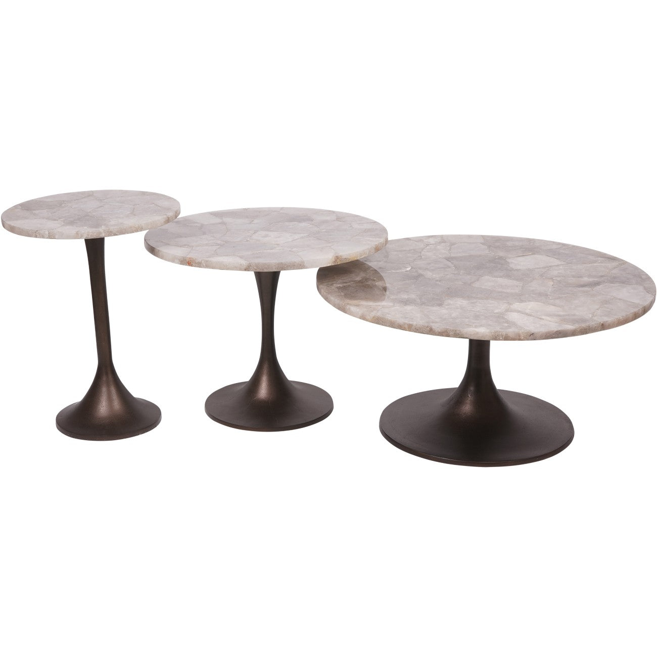 Ensemble de 2 tables d'appoint à plateau monochrome Swirl