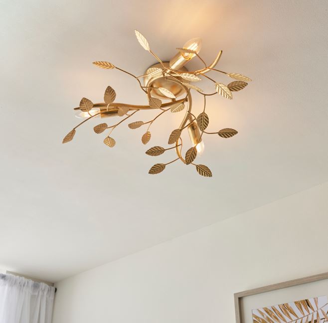 Gold Floral 3 Light Semi Flush