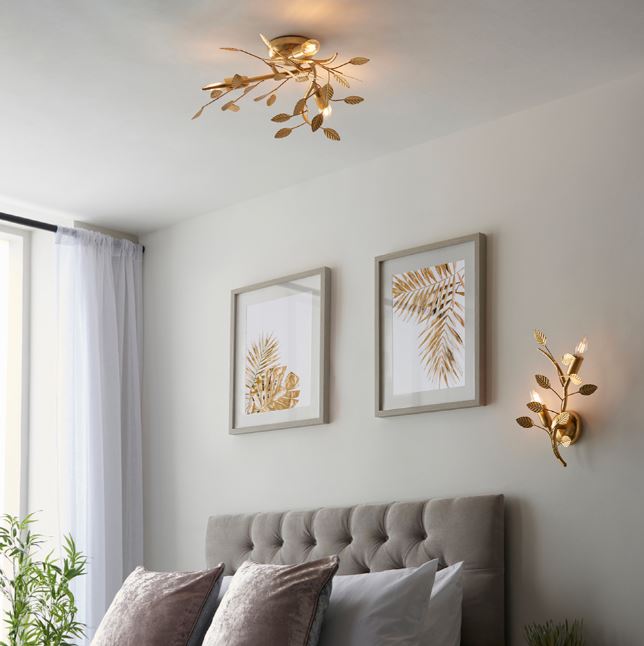 Gold Floral 3 Light Semi Flush