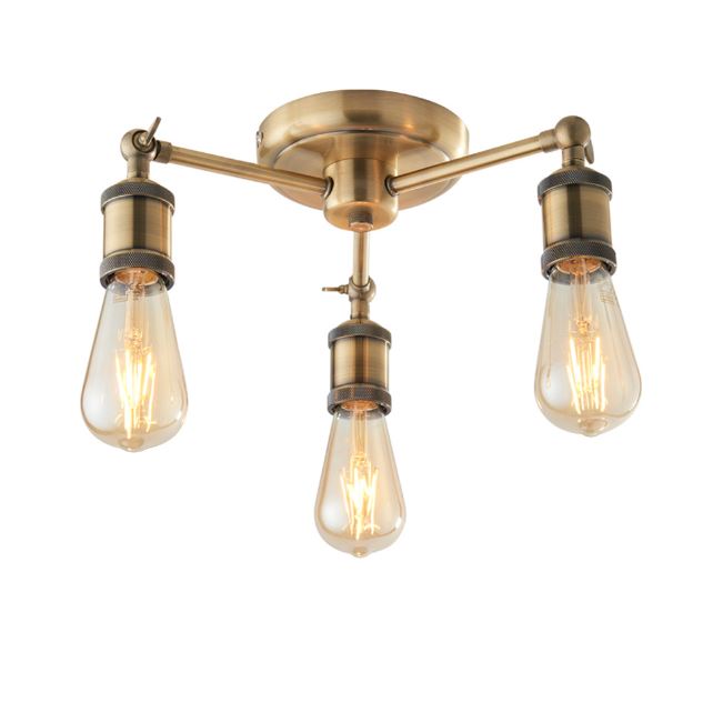 Antique Brass 3 Light Semi Flush