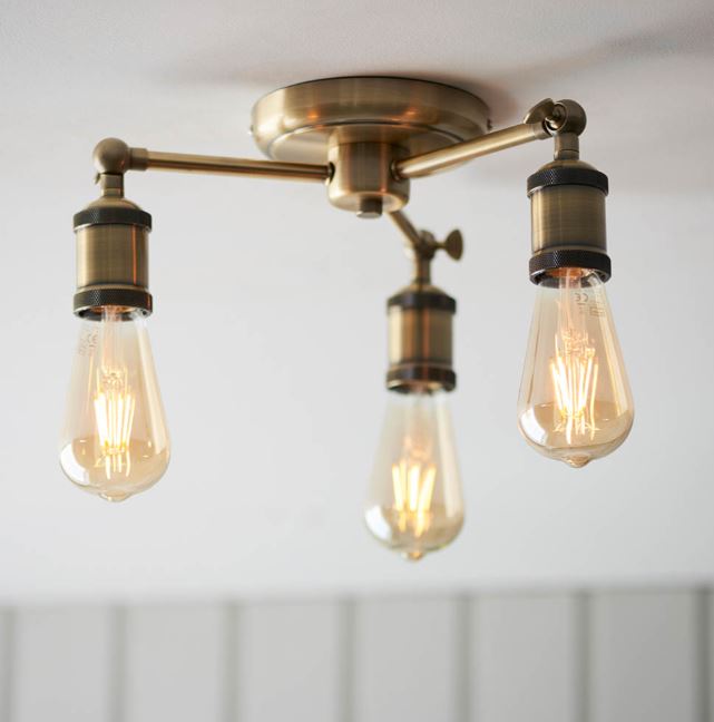 Antique Brass 3 Light Semi Flush