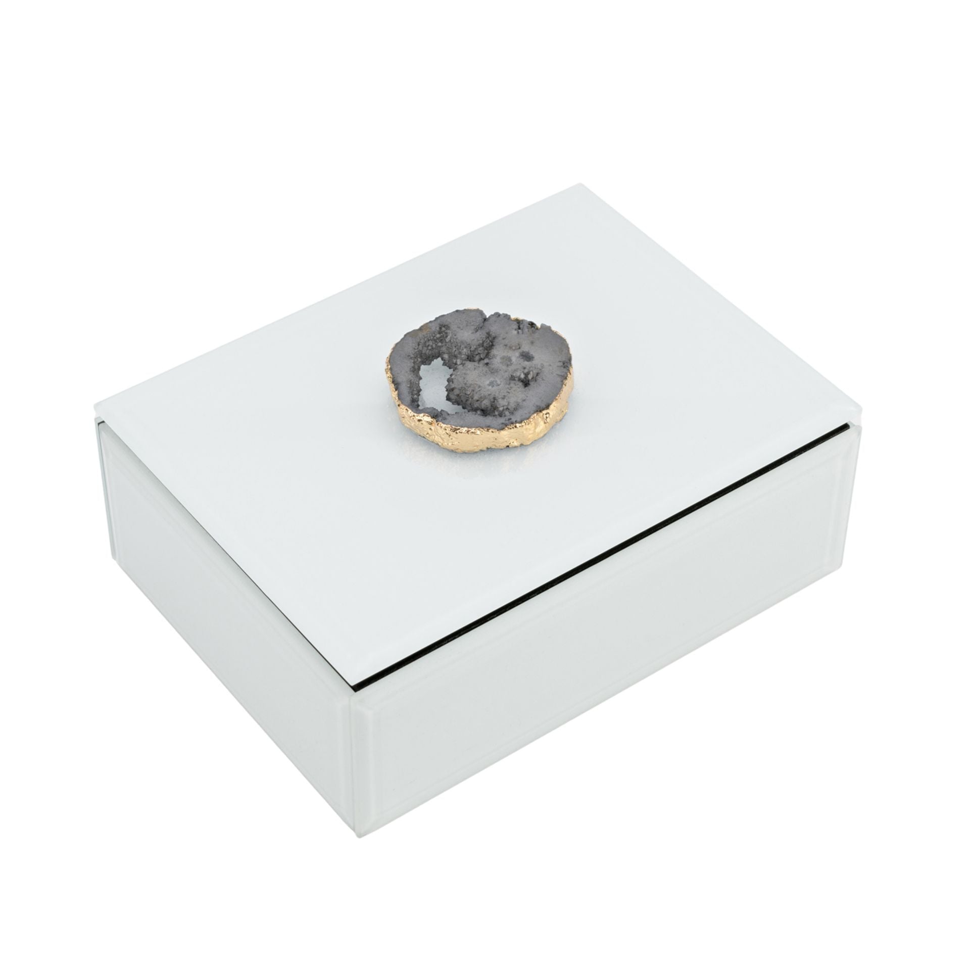 White Glass Jewellery Box