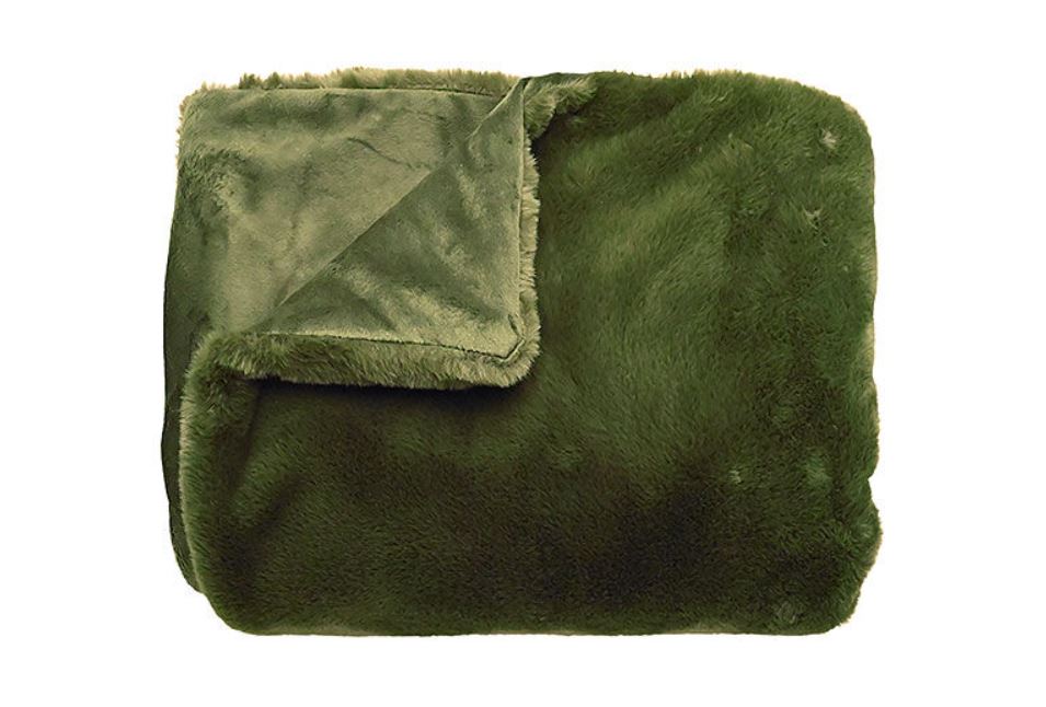 Luxe Faux Fur Throw Olive