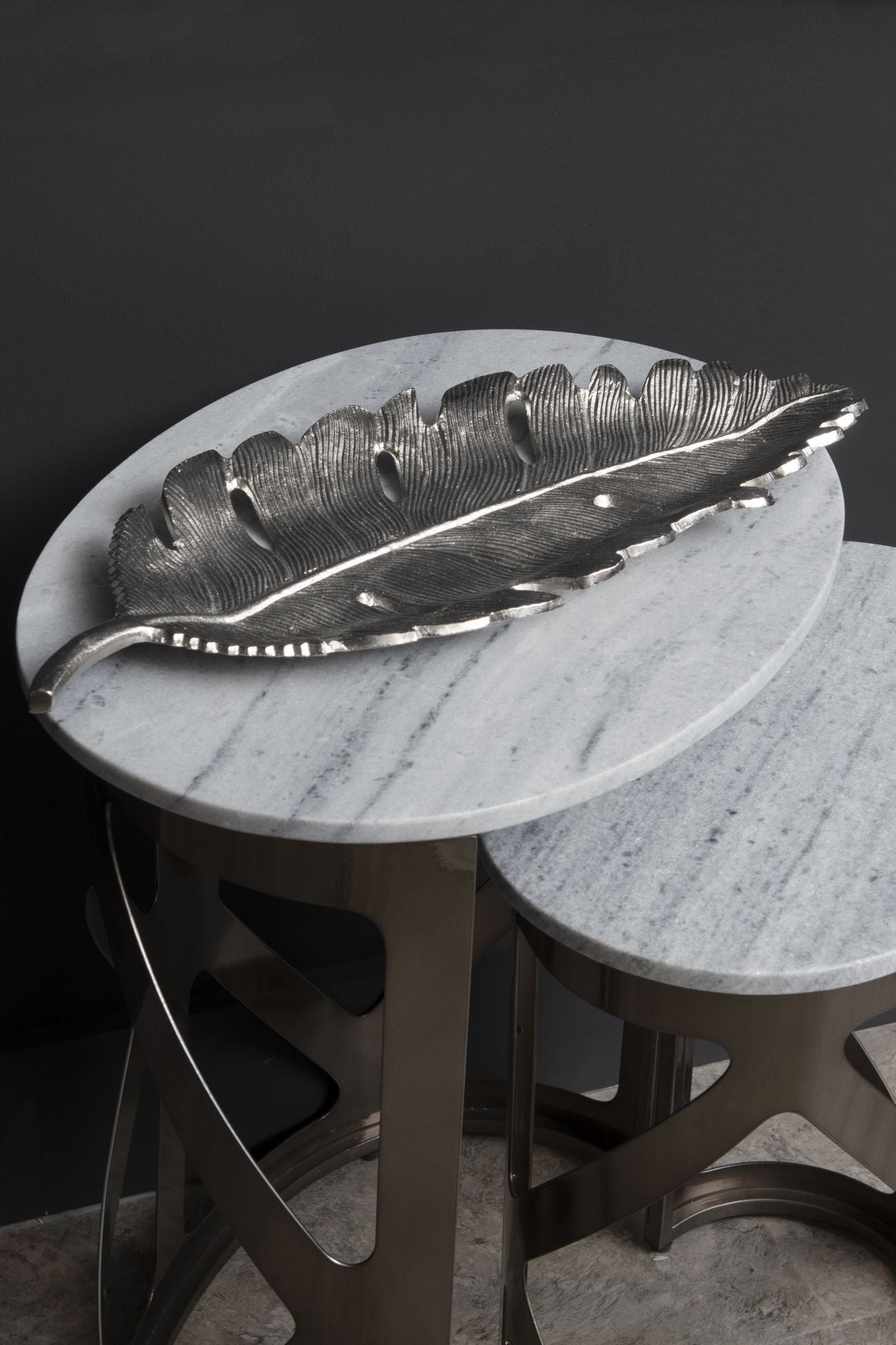 Large Feather Platter in Nickel Finish